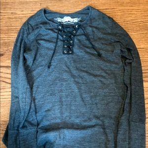 So Nikki lace up long sleeve shirt